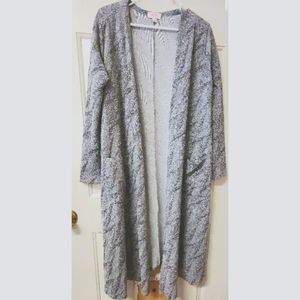 LULAROE Large L Sarah Cardigan Duster Gray Silver Sparkles Long Sleeve Elegant